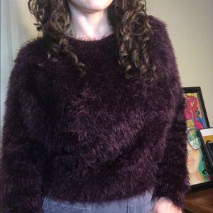 Fuzzy Purple XXI Chenille Eyelash Sweater